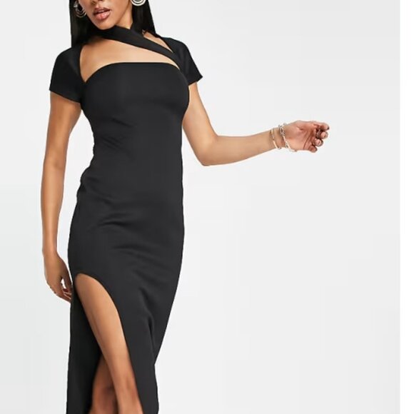 ASOS Black Maxi Dress w cutout /chocker design - Picture 3 of 11